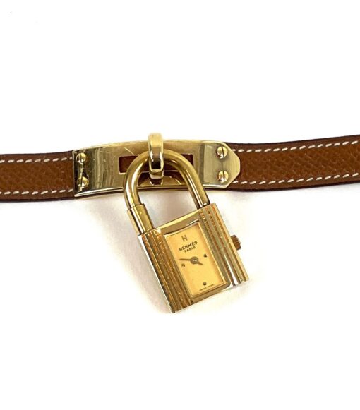 Hermes Kelly Bracelet Watch with Caramel Color Leather Band - Image 8