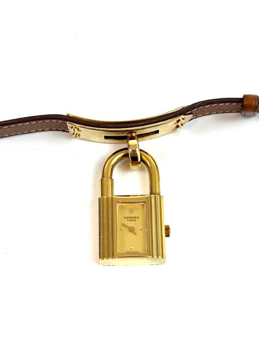 Hermes Kelly Bracelet Watch with Caramel Color Leather Band - Image 4