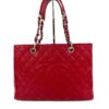 Chanel Caviar Quilted Grand Shopping Tote GST Red Silver