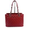 Chanel Caviar Quilted Grand Shopping Tote GST Red Silver 8