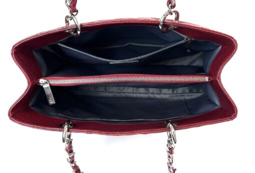 Chanel Caviar Quilted Grand Shopping Tote GST Red Silver - Image 11