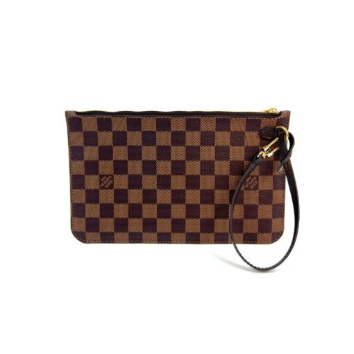 Louis Vuitton Damier Ebene Canvas Neverfull Pochette Cerise Red