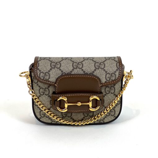 Gucci Supreme Monogram Azalea Calfskin Web Horsebit 1955 Wallet On Strap Beige Ebony Brown Sugar - Image 15