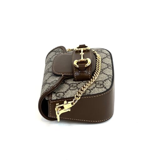 Gucci Supreme Monogram Azalea Calfskin Web Horsebit 1955 Wallet On Strap Beige Ebony Brown Sugar - Image 12