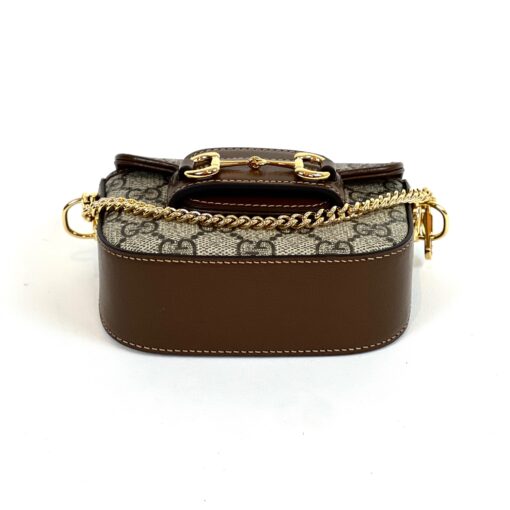 Gucci Supreme Monogram Azalea Calfskin Web Horsebit 1955 Wallet On Strap Beige Ebony Brown Sugar - Image 13