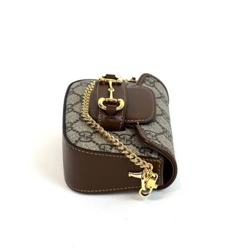 Gucci Supreme Monogram Azalea Calfskin Web Horsebit 1955 Wallet On Strap Beige Ebony Brown Sugar - Image 14