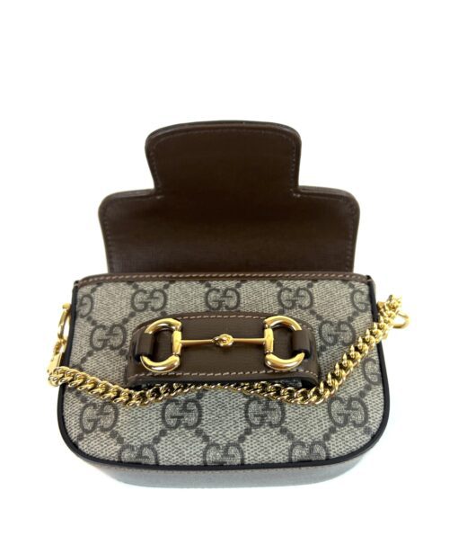 Gucci Supreme Monogram Azalea Calfskin Web Horsebit 1955 Wallet On Strap Beige Ebony Brown Sugar - Image 8