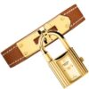 Hermes Kelly Bracelet Watch with Caramel Color Leather Band