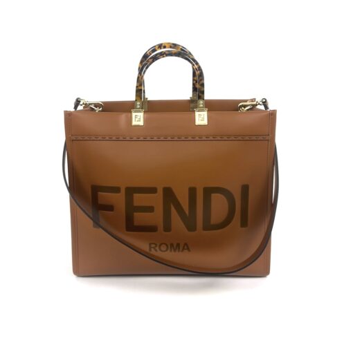 Fendi Medium Brown Caramel Sunshine Tote Shopper - Image 4