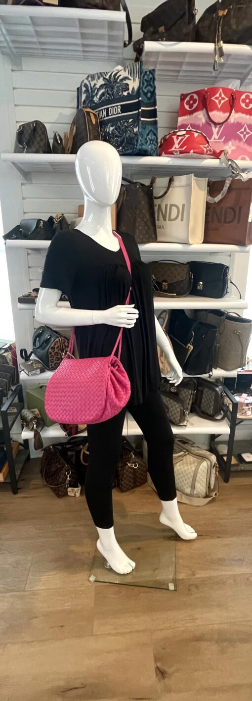 Bottega Veneta Nappa Intrecciato Messenger Bag Hot Pink