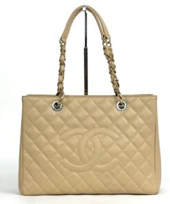 Chanel Caviar Quilted Grand Shopping Tote GST Beige Clair GHW