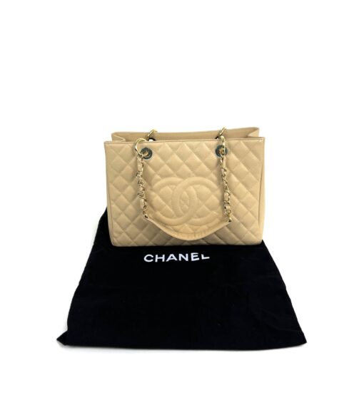 Chanel Caviar Quilted Grand Shopping Tote GST Beige Clair GHW - Image 4