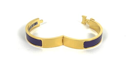 Hermes Clic H Anemone Iris Glace and Yellow Gold GM Bracelet - Image 7