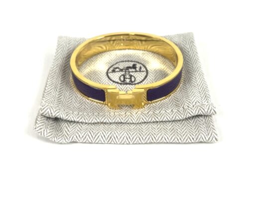 Hermes Clic H Anemone Iris Glace and Yellow Gold GM Bracelet - Image 3