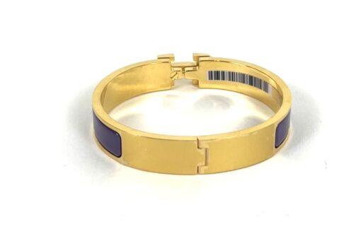 Hermes Clic H Anemone Iris Glace and Yellow Gold GM Bracelet - Image 4