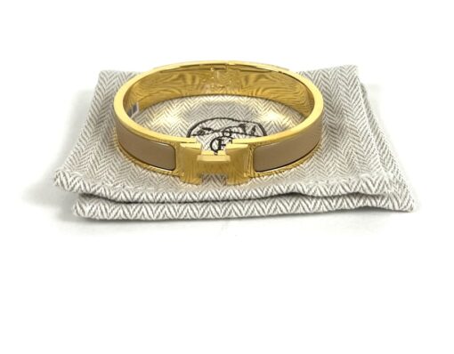 Hermes Clic H Sable Glace and Yellow Gold GM Bracelet - Image 3