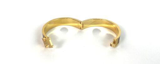 Hermes Clic H Black Glace and Yellow Gold GM Bracelet - Image 10