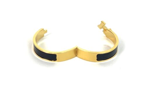 Hermes Clic H Black Glace and Yellow Gold GM Bracelet - Image 9