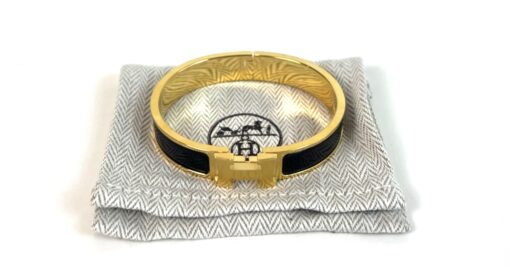 Hermes Clic H Black Glace and Yellow Gold GM Bracelet - Image 3