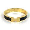 Hermes Clic H Black Glace and Yellow Gold GM Bracelet