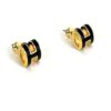 Hermes Mini Pop H Earrings Black Yellow Gold