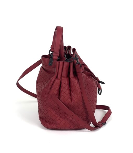 BOTTEGA VENETA Vesuvio Intrecciato Woven Red Nappa Leather Bucket Bag - Image 8