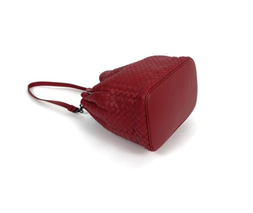 BOTTEGA VENETA Vesuvio Intrecciato Woven Red Nappa Leather Bucket Bag - Image 12