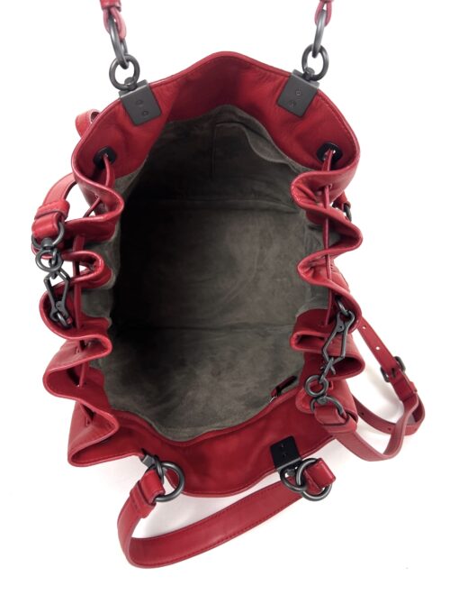 BOTTEGA VENETA Vesuvio Intrecciato Woven Red Nappa Leather Bucket Bag - Image 11