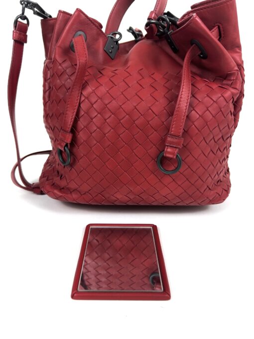 BOTTEGA VENETA Vesuvio Intrecciato Woven Red Nappa Leather Bucket Bag - Image 19