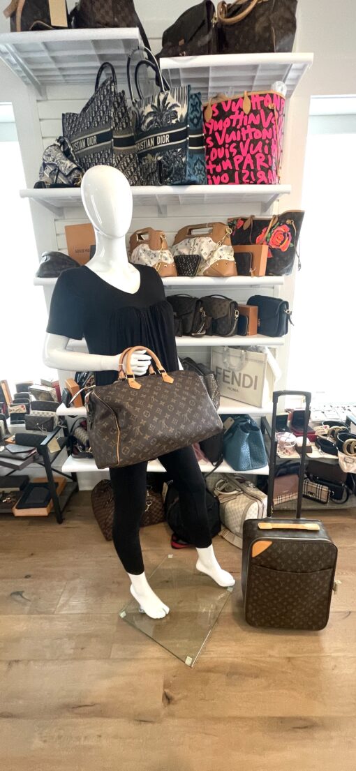 Louis Vuitton Monogram Brown Speedy 35 Satchel and LV Black MC Insolite Wallet Bundle - Image 2