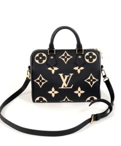 Bi-Color Black/Cream Monogram Empreinte Leather Speedy 25 Bandouliere Bag