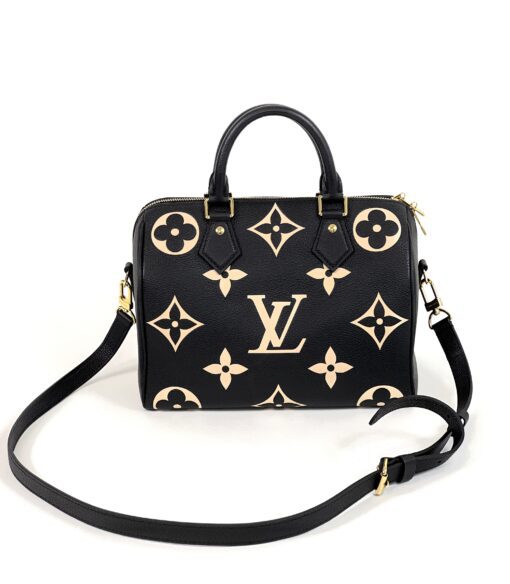 Bi-Color Black/Cream Monogram Empreinte Leather Speedy 25 Bandouliere Bag