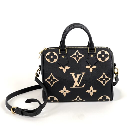 Bi-Color Black/Cream Monogram Empreinte Leather Speedy 25 Bandouliere Bag - Image 3