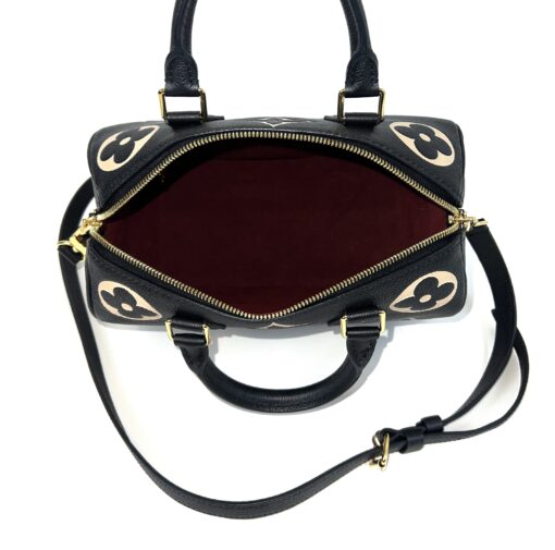 Bi-Color Black/Cream Monogram Empreinte Leather Speedy 25 Bandouliere Bag - Image 6