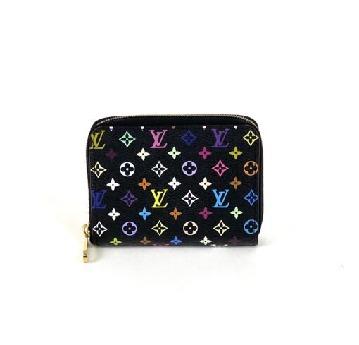 Louis Vuitton Multi Color Canvas Zippy Coin Purse Wallet Black