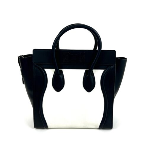 Celine Elephant Calfskin Medium Bi-Color Luggage Black White Satchel - Image 6