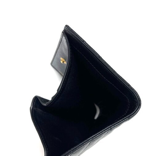 YSL Grain De Poudre Matelasse Chevron Monogram Zipped Two-Part Wallet Black - Image 11