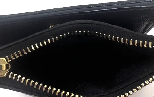 YSL Grain De Poudre Matelasse Chevron Monogram Zipped Two-Part Wallet Black - Image 8
