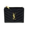 YSL Grain De Poudre Matelasse Chevron Monogram Zipped Two-Part Wallet Black