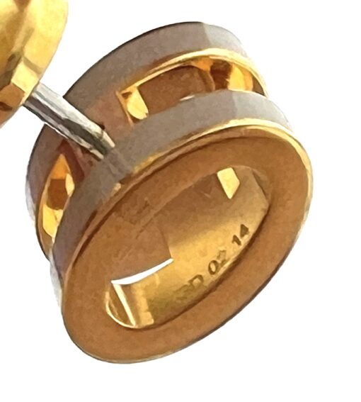 Hermes Mini Pop H Earrings Marron Glace Yellow Gold - Image 7