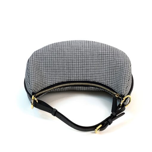 Fendi Wool Vitello Grace Small Houndstooth Small Fendigraphy Hobo Bag Grigio Anthracite - Image 7