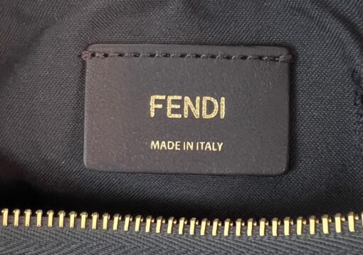 Fendi Wool Vitello Grace Small Houndstooth Small Fendigraphy Hobo Bag Grigio Anthracite - Image 11