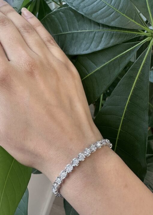 Brand New 7" 3 TCW V2 lab Diamond Tennis Bracelet set in .925 Sterling Silver - Image 2