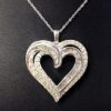 Sterling Silver .925 Heart Pendant with Natural Diamonds Chain 18"