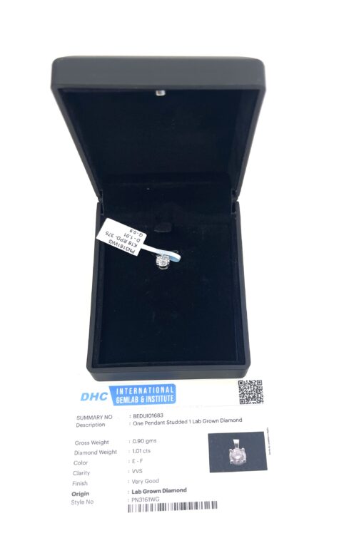 Brand new 1 Carat VS Lab Diamond Pendant 24k White Gold 16" inch chain - Image 4