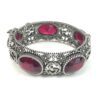 Gucci interlocking G .925 Bangle Sterling Silver Red Gemstone Size 16