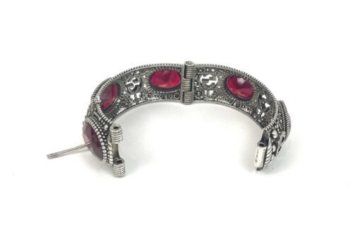 Gucci interlocking G .925 Bangle Sterling Silver Red Gemstone Size 16 - Image 5
