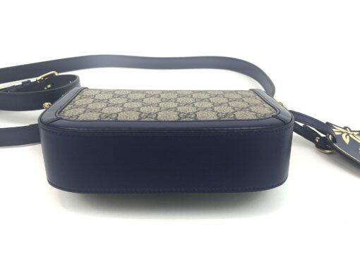 Gucci Supreme Monogram Textured Dollar Calfskin Web Mini Horsebit 1955 Crossbody/Shoulder Bag Beige Blue - Image 19