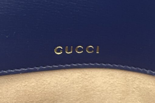 Gucci Supreme Monogram Textured Dollar Calfskin Web Mini Horsebit 1955 Crossbody/Shoulder Bag Beige Blue - Image 13