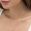 Stock image of a solitaire pendant worn at the neckline